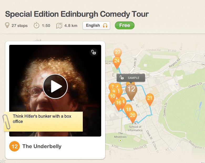 A screen grab of Edinburgh Comedy Tour
