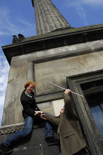 Jamie and Harry climb the Dundas monument