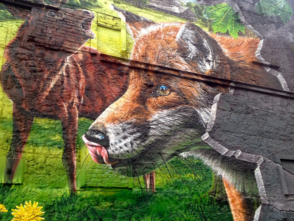 Fox and stag from Sam Bates mural in Candleriggs