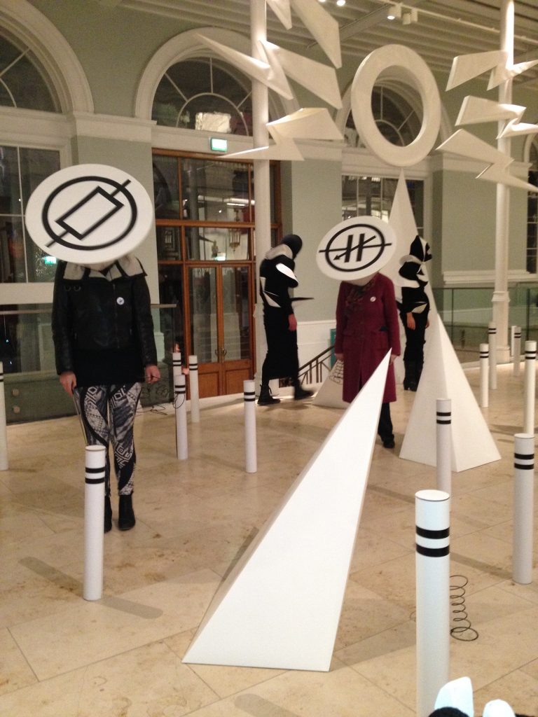 Blindfolded contestants make their way through electronic maze in National Museum of Scotland