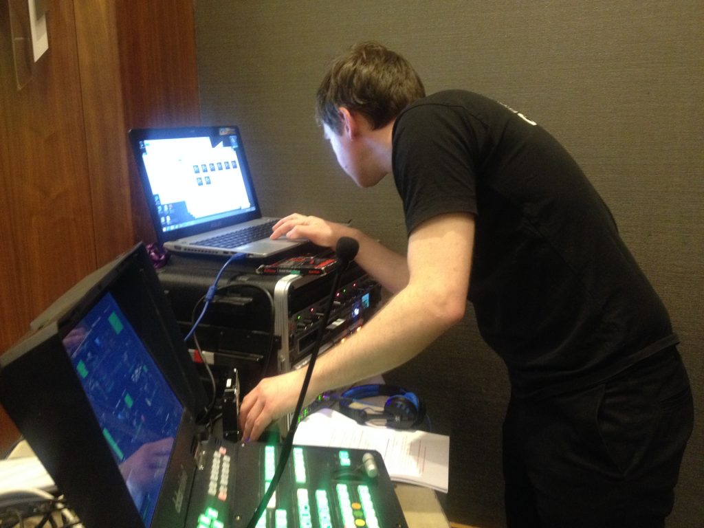 Dougal at the mixing desk