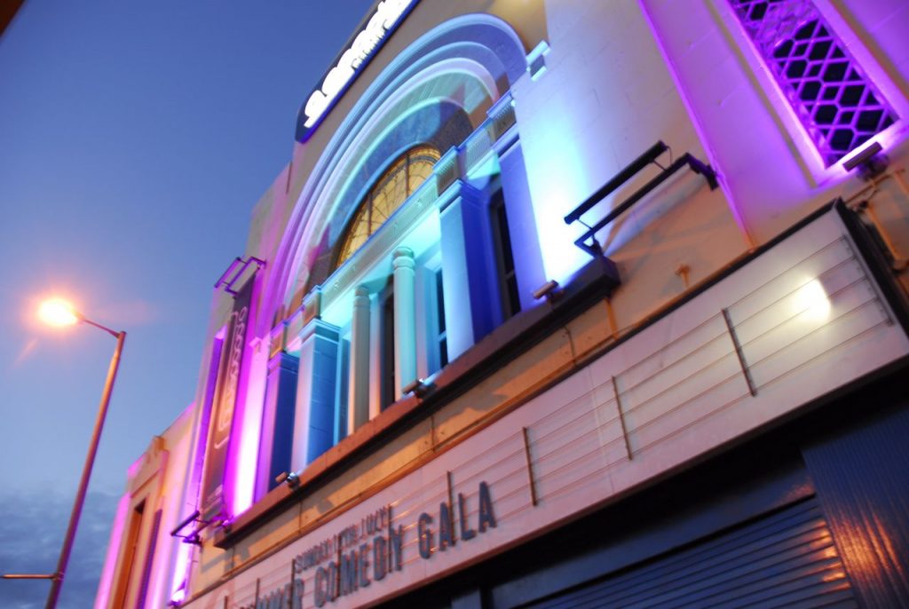 Sugar sweet colours of the old cinema with Comedy Gala lighting