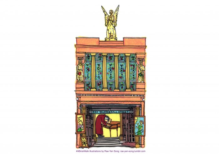 a hand drawn illustration of 520 Sauchiehall Street by Rae-Yen Song