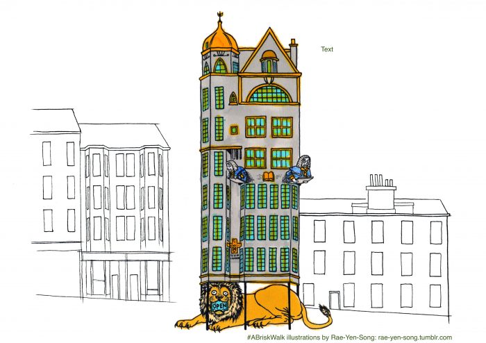 The height of architectural audacity. Hand-drawn illustration of the Lion Chambers by Rae-Yen-Song