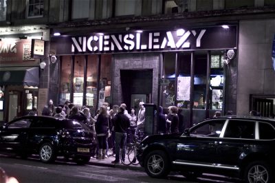 A crowd outside Nice N Sleazy