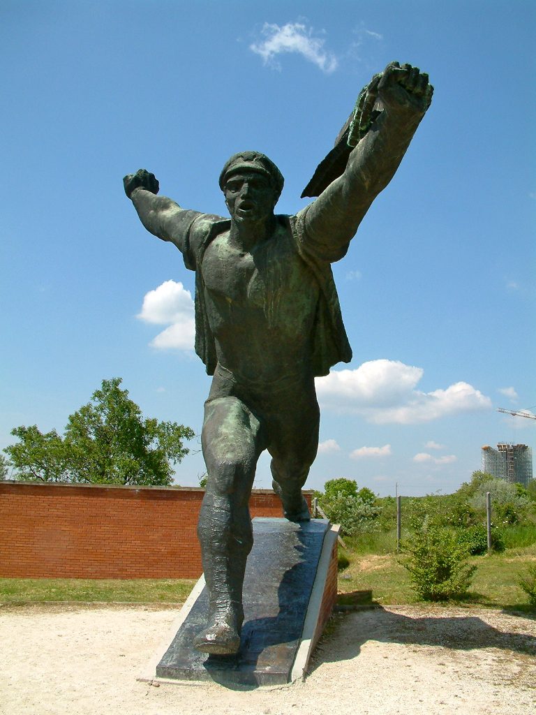 A giant Soviet statue in the Budapest sculpture park